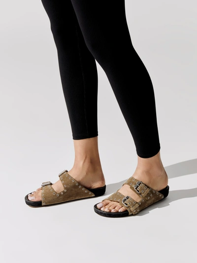 Shop Isabel Marant Lennyo Buckle Slide In Taupe