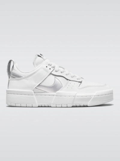 Shop Nike Dunk Low Disrupt Sneaker In White,metallic Silver-black