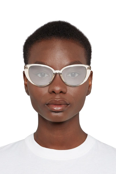 Shop Linda Farrow Cat-eye Acetate Mirrored Sunglasses In Clear