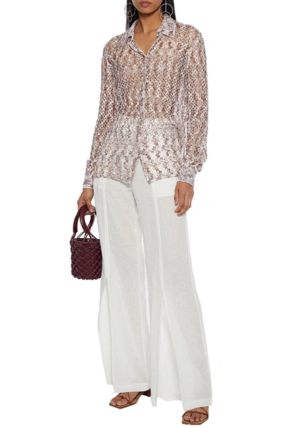 Shop Missoni Crochet-knit Shirt In Blush