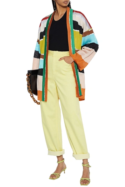 Shop Missoni Color-block Stretch-knit Cardigan In Multicolor