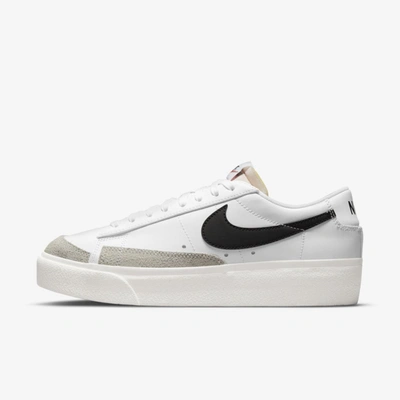 Nike Blazer Suede-trimmed Leather Platform Sneakers In White