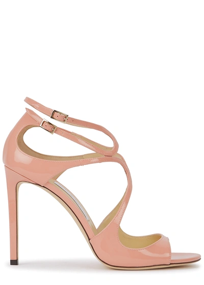 Shop Jimmy Choo Lang 105 Blush Cut-out Leather Sandals In Peach