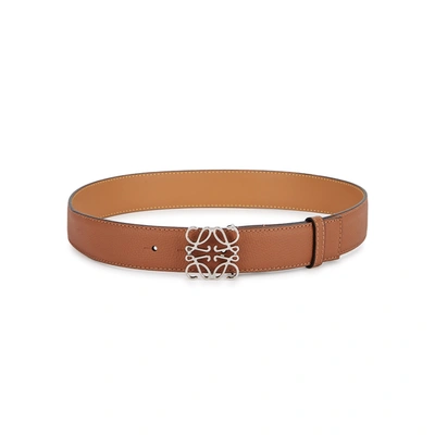 Shop Loewe Anagram Brown Leather Belt In Tan