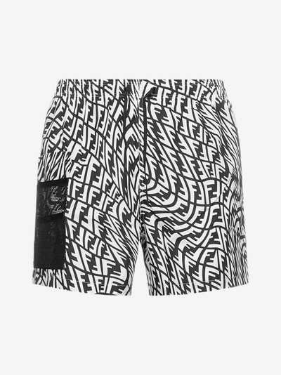 Shop Fendi Ff Vertigo Print Swim Shorts