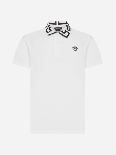 Shop Versace Greca And Medusa Cotton Polo Shirt