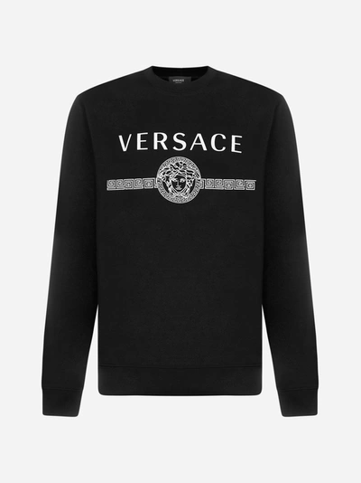 Shop Versace Medusa And Logo Cotton Sweatshirt