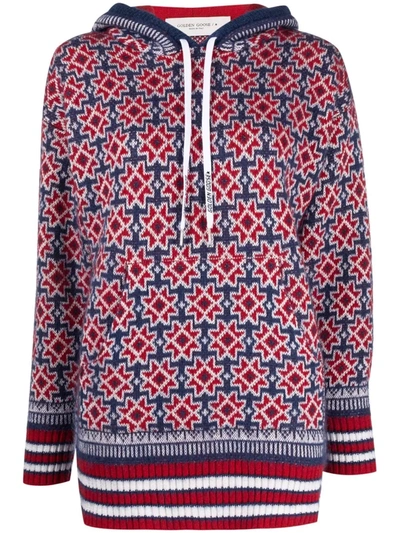 Shop Golden Goose Star-detail Knitted Hoodie In Red