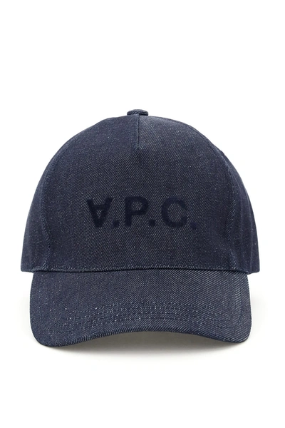 Shop A.p.c. Eden Denim Baseball Cap In Blue