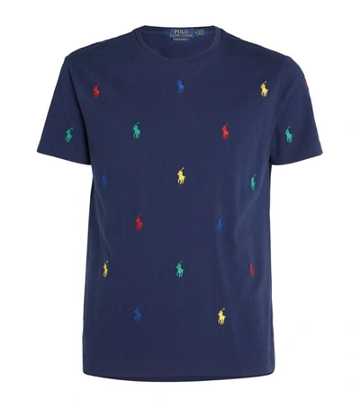 Shop Polo Ralph Lauren All-over Polo Pony T-shirt In Navy