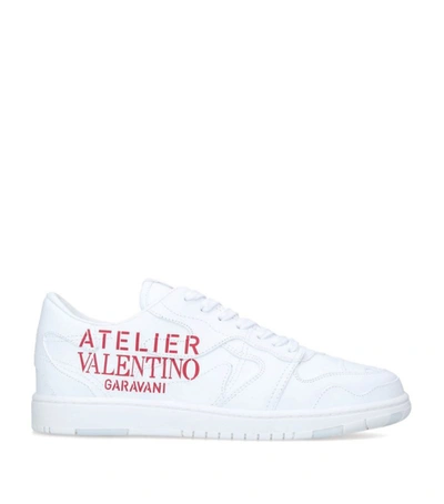 Shop Valentino Garavani Leather Atelier Sneakers In White