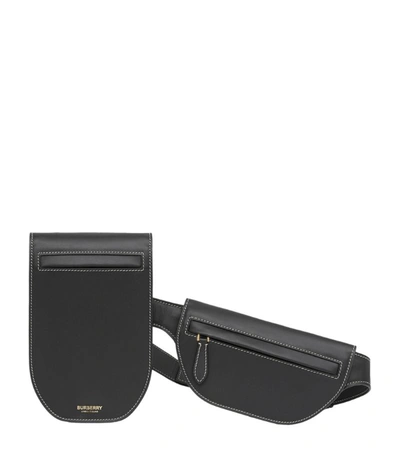 Shop Burberry Leather Olympia Double Belt Bag In Black