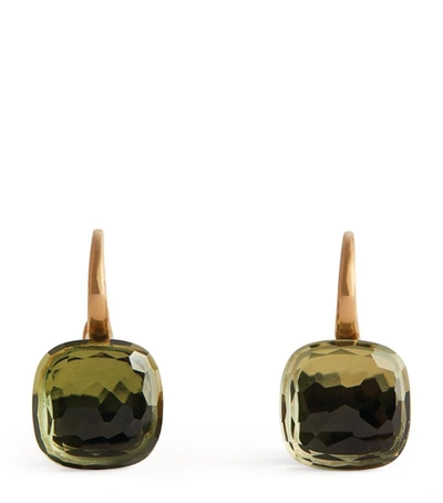 Shop Pomellato Rose Gold And Prasiolite Nudo Classic Earrings In Green
