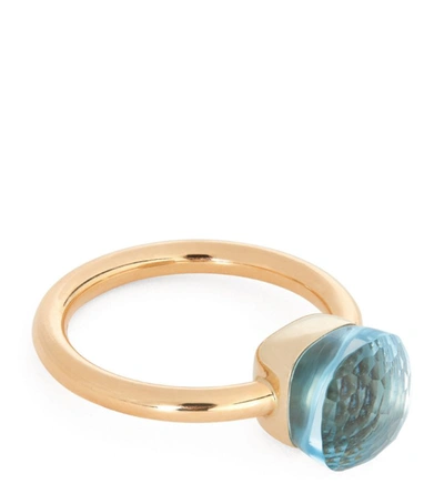Shop Pomellato Mixed Gold And Blue Topaz Nudo Petit Ring