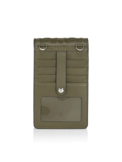 Shop Mcm Mini Leather Wallet-on-strap In Black