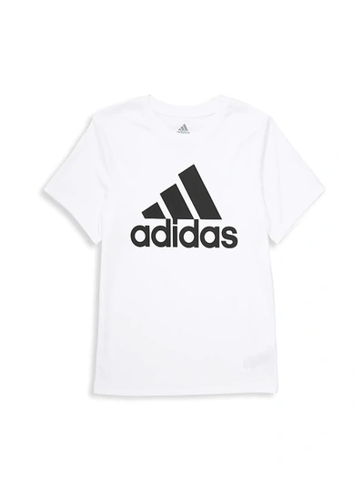 Shop Adidas Originals Boy's Climalite Performance Logo Tee In White