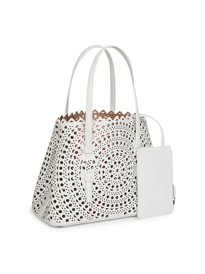 Shop Alaïa Mini Mina Perforated Leather Tote In Tan