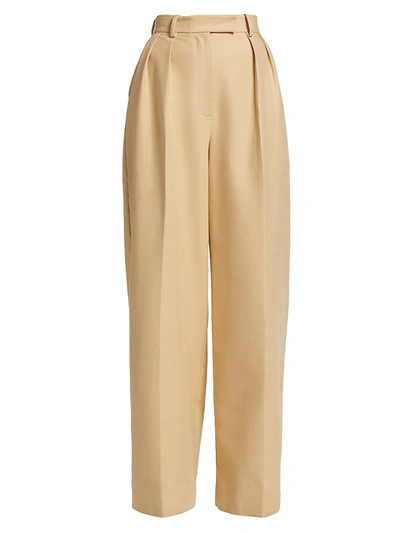 Shop Khaite Women's Teyana Wide-leg Cotton Trousers In Sand