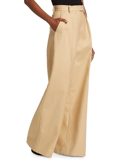 Shop Khaite Women's Teyana Wide-leg Cotton Trousers In Sand