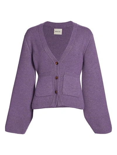 Shop Khaite Scarlett Cashmere Cardigan In Amethyst