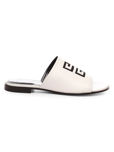 Shop Givenchy 4g Flat Leather Sandals In White