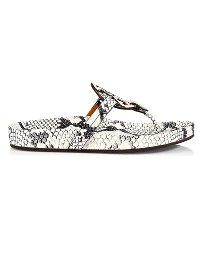 Shop Tory Burch Women's Miller Cloud Embossed Leather Thong Sandals In White