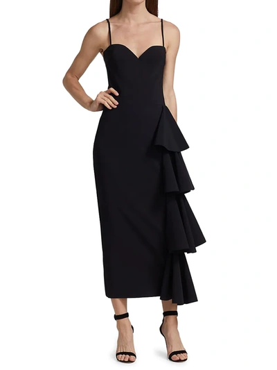 Shop Chiara Boni La Petite Robe Women's Gussie Tiered Ruffle Midi Dress In Black