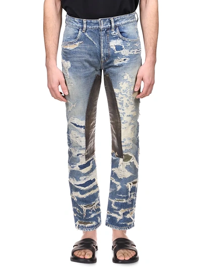 Shop Givenchy Straight Distressed Jeans In Medium Blue