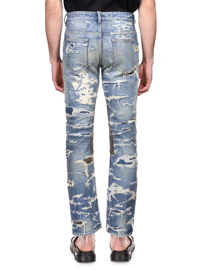 Shop Givenchy Straight Distressed Jeans In Medium Blue