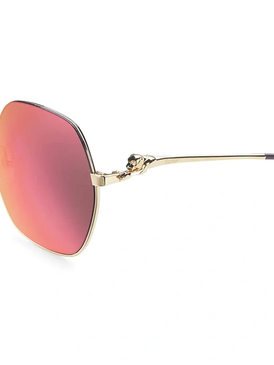 Shop Cartier Women's 58mm Panthère De  Hexagonal Sunglasses In Gold