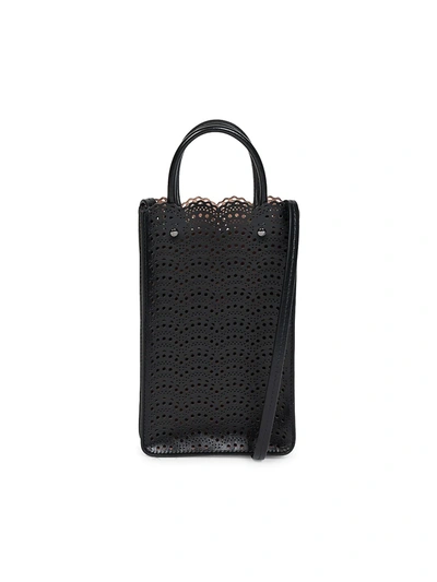Shop Alaïa Garrance Mini Leather Bag In Noir