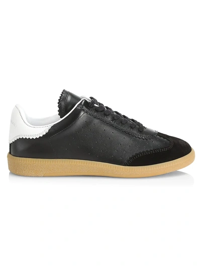 Isabel Marant Bryce Suede-trimmed Perforated Leather Sneakers In Black