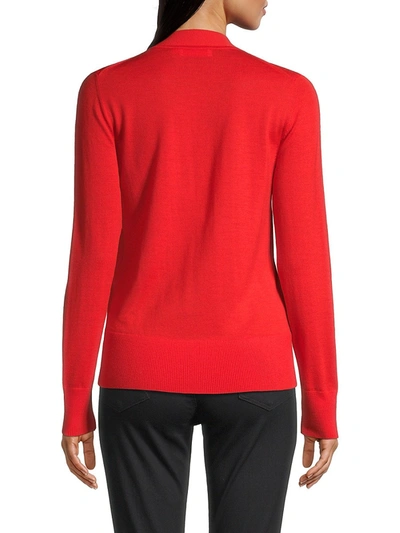 Shop Tory Burch Merino Wool Button-up Cardigan In Red