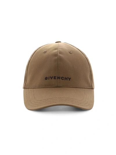 Shop Givenchy Men's Embroidered Curved Cap In Dark Khaki