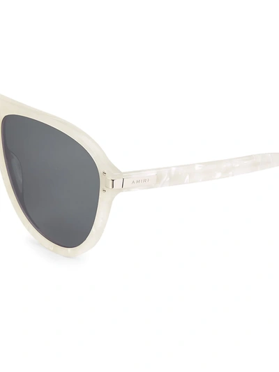 Shop Amiri Men's 63mm Aviator Logo Sunglasses In Pearl Black
