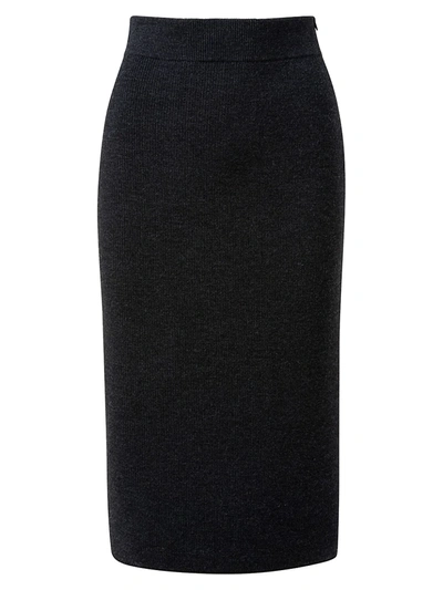 Shop Akris Stretch Wool Pencil Midi-skirt In Graphite
