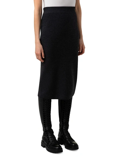 Shop Akris Stretch Wool Pencil Midi-skirt In Graphite