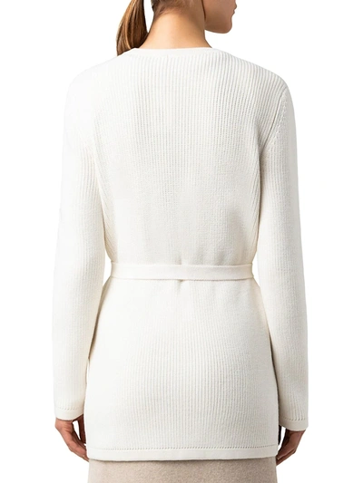 Shop Akris Wool Belted Cardigan In Ecru