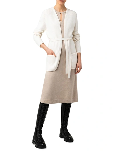 Shop Akris Wool Belted Cardigan In Ecru