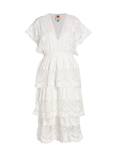 Shop Farm Rio Women's Richelier Embroidered Midi Dress In Off White