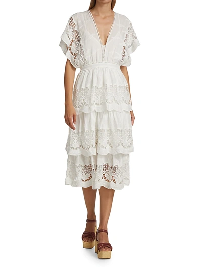 Shop Farm Rio Women's Richelier Embroidered Midi Dress In Off White