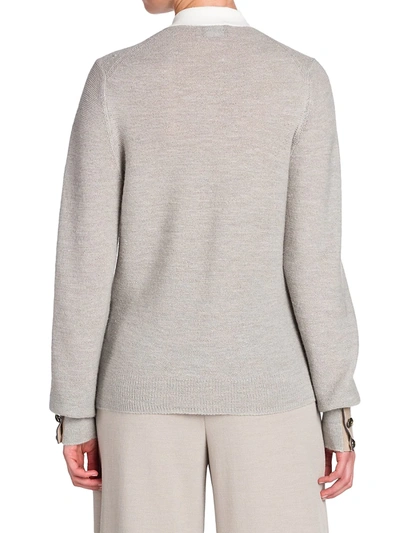 Shop Giorgio Armani Alpaca Blend Knit Polo In Pale Grey