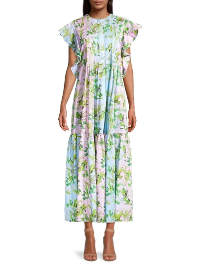 Shop Cynthia Rowley Nairobi Cotton Kaftan In Black Floral