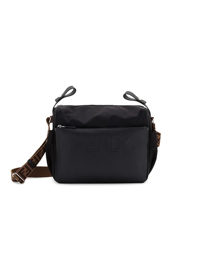 Shop Fendi Nylon Embossed Logo Diaper Bag In Black