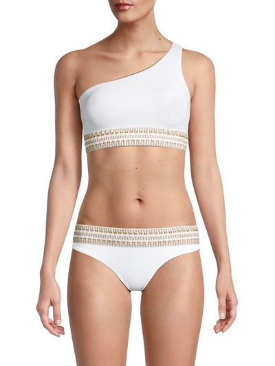 Shop Peixoto Women's Zoni One-shoulder Bikini Top In White Gold