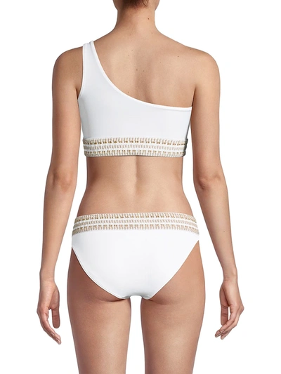 Shop Peixoto Women's Zoni One-shoulder Bikini Top In White Gold