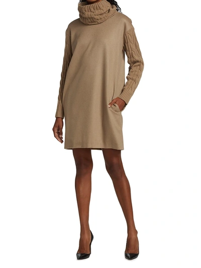 Shop Max Mara Vignola Removable Scarf Collar Dress In Camel