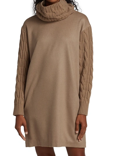 Shop Max Mara Vignola Removable Scarf Collar Dress In Camel