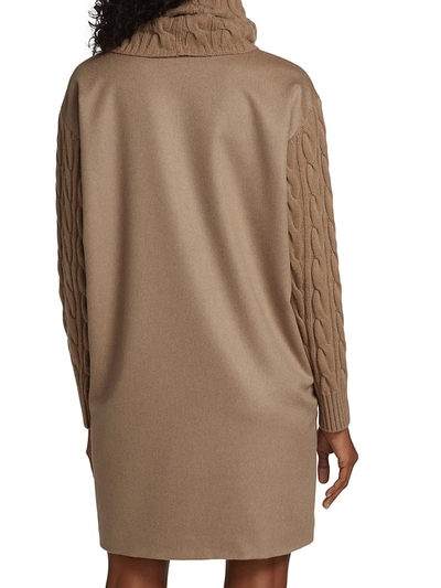 Shop Max Mara Vignola Removable Scarf Collar Dress In Camel