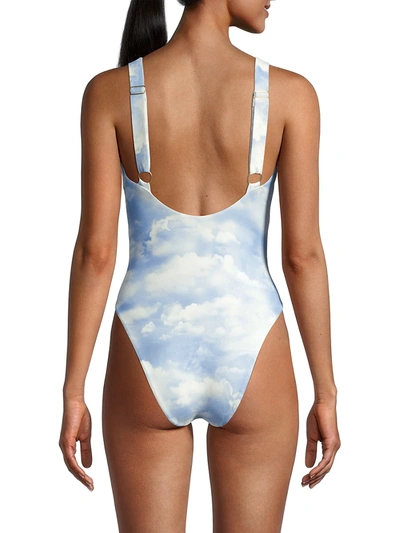 Shop Weworewhat Ruched-cup One-piece Swimsuit In Powder Blue
